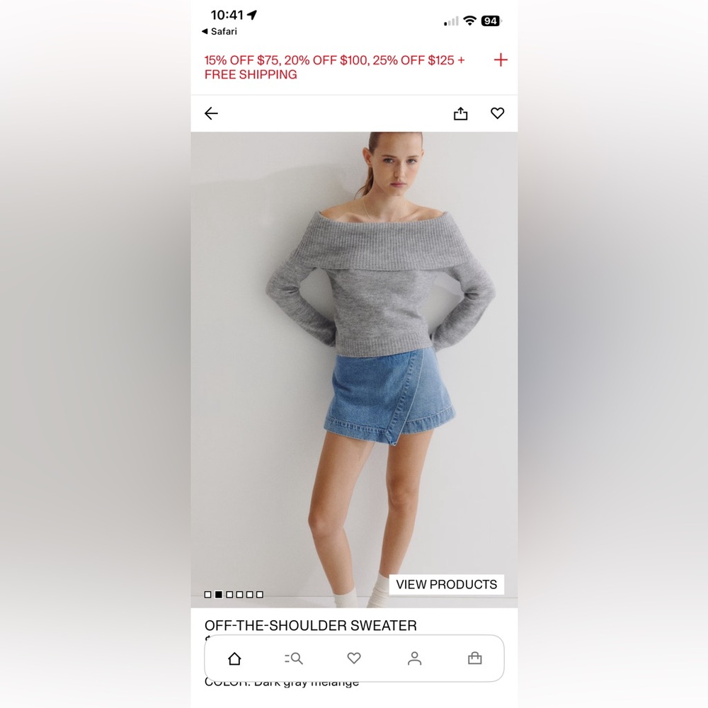 H&M Heather Gray Off-Shoulder Sweater